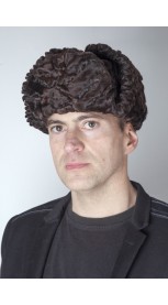 Mütze aus Persianer Pelz – russischer Stil - Dunkelbraun